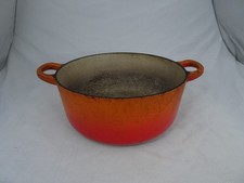 Vintage Le Creuset Cast Iron 20cm Size C Round Orange Cassarole Pot (No Lid)