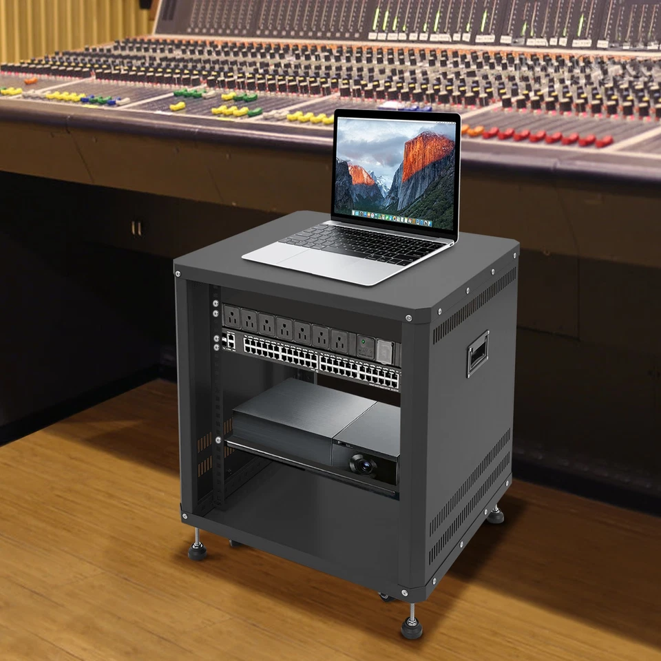 12U AV Rack Stand with Caster Wheels Network Stereo Recording Studio Rack - Image 3 of 4
