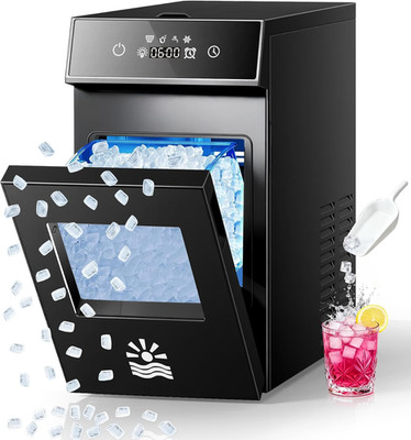 Nugget Ice Maker Countertop, Smart Pebble Ice Maker with LCD Panel, 4Min Making,
