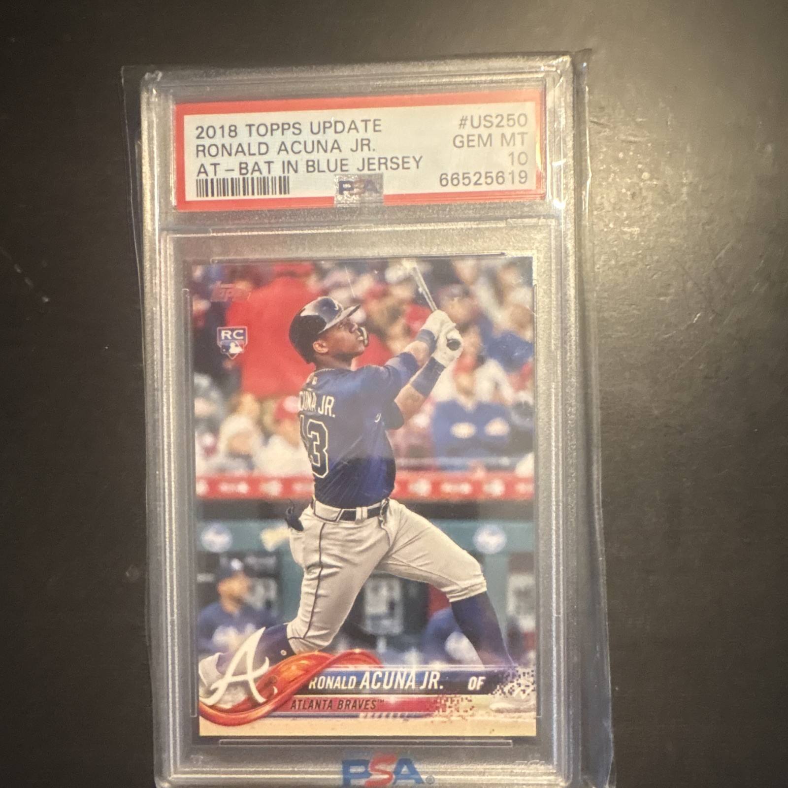 Topps 2018 Update Series Ronald Acuna Jr RC #US250 Blue Jersey PSA 10 view 1