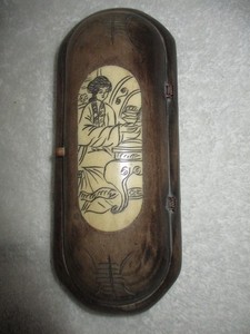 Antique Decorative Chinese Hand Carved Spectacle Case Inlay, Hand Carved