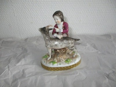 Alte Porzellanfigur Ernst Bohne Rudolfstadt Junge mit Ziegenbock Topzustand