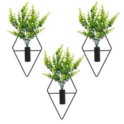 Neiteli 3 Pcs Wall Plants Artificial Decor,Boho Rhombus, Black