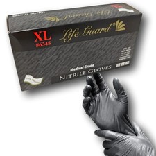 EXTRA LARGE 6 mil Thick Black Nitrile Exam Gloves, For Tattoo, Automotive, etc.