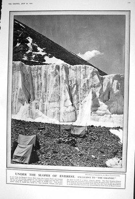 Altes 1922 Rongbuk Gletscher Basislager Berg Everest Finch Bruce Crick 20.
