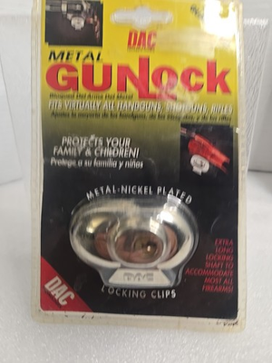 #ad DAC Metal Gunlock Nickel Plated Gun Trigger Lock Handguns Shotguns Rifles New $7.99