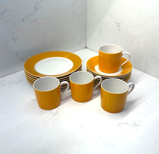 Vintage Limoges France Art Deco Yellow Band Porcelain Tea Set 17pc