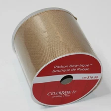 Celebrate It Christmas Wired Ribbon Bow-tique in Gold Color 4" x 25 Ft