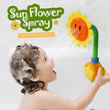 Manual Baby Bath Toy Children Sunflower Spray Water Shower Tub Kids
