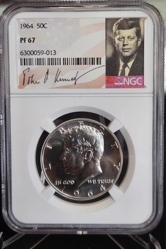 1964 Kennedy PROOF Silver Half Dollar NGC PF67 With Signature
