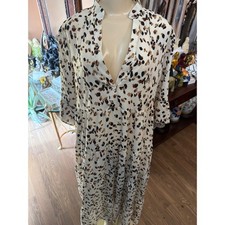 Shein Curve Abstract Animal Print Tiered Maxi Dress Neutral V-Neck 0XL