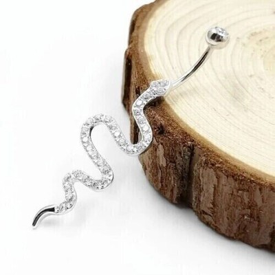 2Ct Round Lab Created Diamond Shake Belly Button Ring 14K White Gold Plated