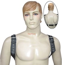 Men's Adjustable Leather Body Harness with Chain  Gothic Punk Festival Gear