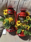 Stansport Red Oil Lantern Set of 2 with Decorative Sunflower Floral Design — photo 2