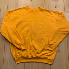 Vintage Y2K Hanes Comfort Blend Cotton Plain Blank Yellow Sweatshirt Size M