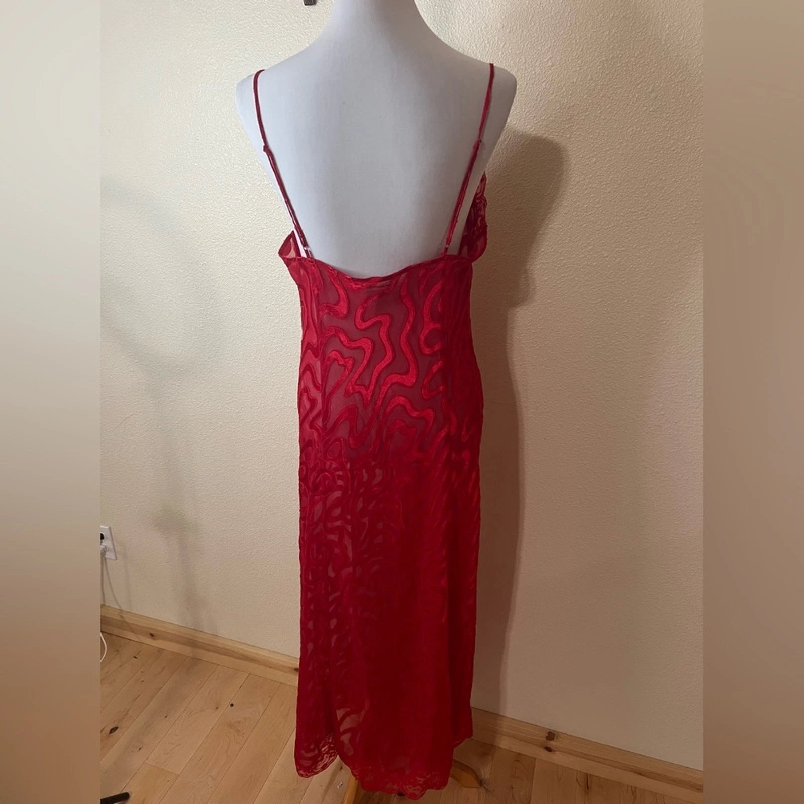 UNDERCOVER Vintage Abito maxi slip Victoria’s Secret rosso pizzo trasparente GRANDE Y2K