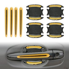 8pcs Car Door Handle Paint Scratch Protector Sticker, Universal 3D Carbon Fib...