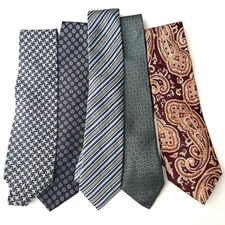 Lot of 5 Various Brands, Multi-Color, Patterned, Silk, Formal Neck Ties uu18