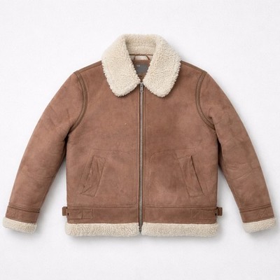 ASOS DESIGN faux shearling flight jacket with teddy lining - Men's Size Large 