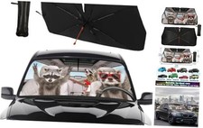 Three Funny Raccoon Car Windshield Sun Shade Umbrella Sunshade Block UV Rays
