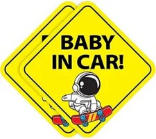 Baby in Car Stickers Non-Magnetic - Removable, Paint-Safe Signs for Cars Win