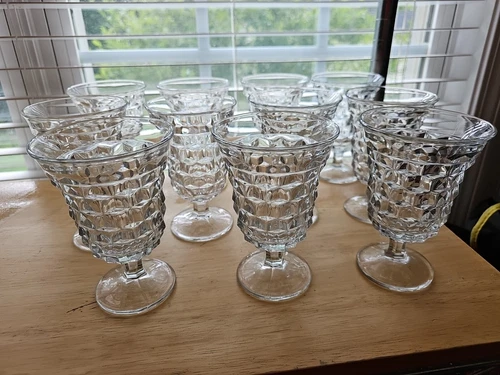Fostoria American Flared Low Water Goblet Tumblers 5 1/2" Tall  Set of 11