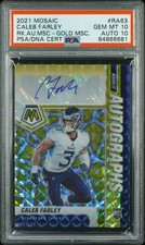 2021 Mosaic CALEB FARLEY Rookie Autograph GOLD /10 #RA-63 PANTHERS AUTO PSA 10