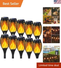 10PCS Solar Torch Lights - Flickering Flame, Waterproof for Garden and Halloween