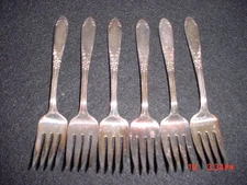  (6) King Edwards Sliverplate Salad Fork National Silver Company FREE SHIPPING
