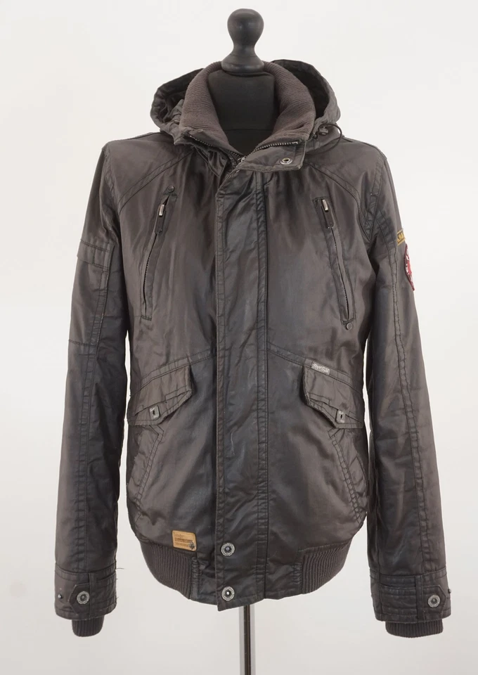 Khujo Herren Jacke Morse M braun dunkelbraun Kapuze beschichtet Baumwolle A1287 - Bild 1 von 4