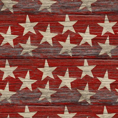 3 Wishes Sweet Land of Liberty by Beth Albert 21661 Red Woodgrain Stars Cotton