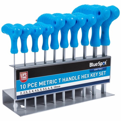 Bluespot 10pc Long Metric Hex Allen Key Set 2mm - 10mm T Handle Double Ended - Picture 3 of 4