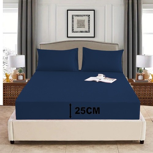 Extra Deep 25 cm Fitted Sheet Mattress Bed Sheets Single Double King All UK Size - Picture 16 of 44