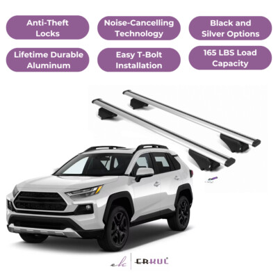 ERKUL Roof Rack Cross Bars for Toyota 4Runner 2010-2024 for Raised Rails-Silver