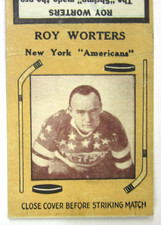 HOF 1936 ROY WORTERS New York Americans hockey tan Matchbook cover w/striker