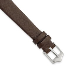 12mm 6.75" Flat Brown Leather Silver-tone Buckle Watch Band