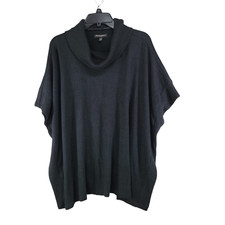 Banana Republic Womens Black Cozy Poncho Cowl Neck Sweater Ribbed Cuffs Size XS