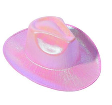Pink Holographic Cowboy Hat for Women, Shiny Cowgirl Costume, Bachelorette Party