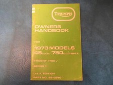 Triumph Owners Handbook for 1973 Models 750CC Triple Trident T150V CD285