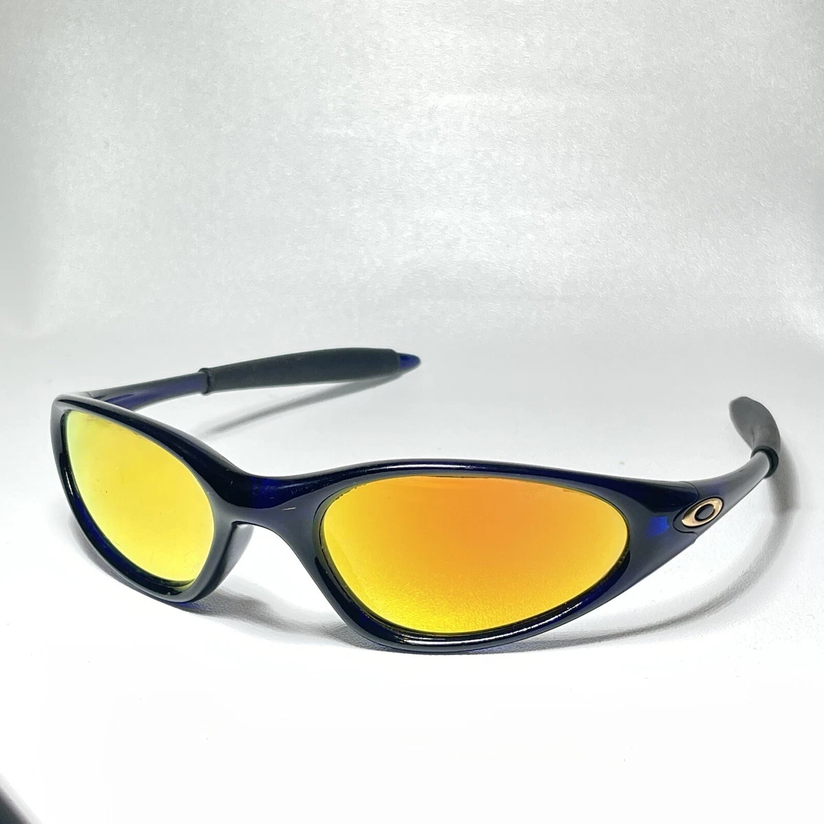 Vtg Oakley Minute 1.0 Crystal Blue 24K Gold Iridium Lens Gold Icons Made In USA