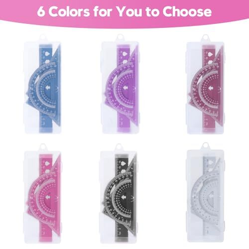 Zotemo 5-Piece Metal Geometry Set - Aluminum Triangle Rulers, Protractor, 6" & 8" Straight Rulers (Light Pink) - View #9