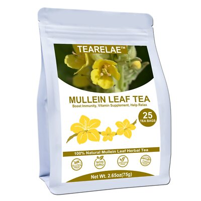 - Mullein Tea Bags For Lungs - 2.65 oz/75g 3g X 25 Bags - 100% Pure Natural P...