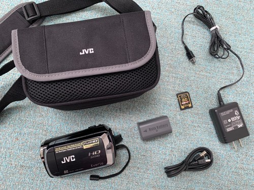 BLACK JVC Everio GZ-HM200BU Full HD Digital Camcorder + 8GB card, AC adapter +