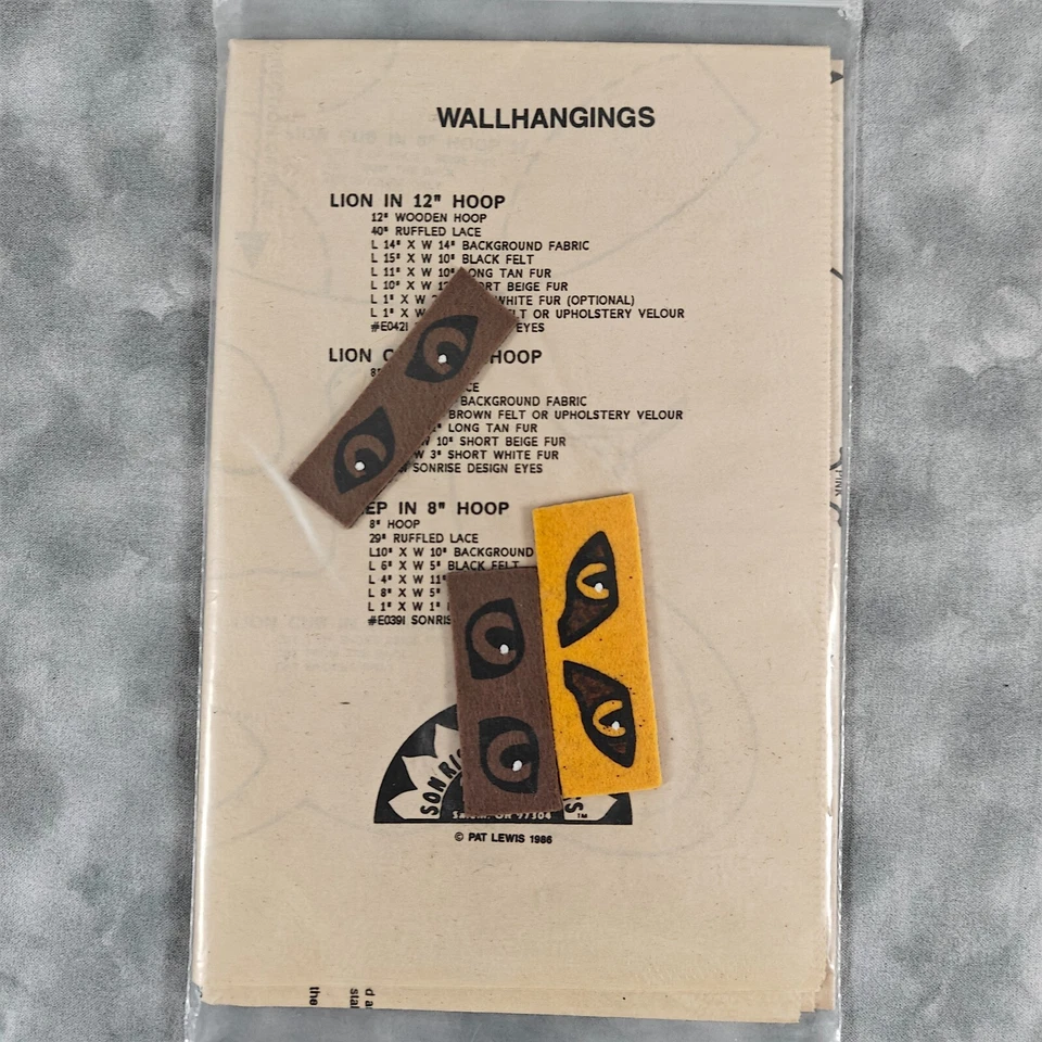 Vtg 1986 "Sew-Not" Wall Hanging Pattern - Dogs Lions & Sheep SonRise Soft Crafts - Image 2 of 4