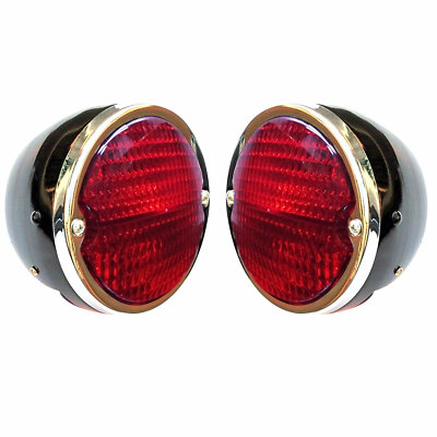Heck Oldtimer Führerscheinleuchte schwarz Karosserie Chrom Ring Linse rot MF ...