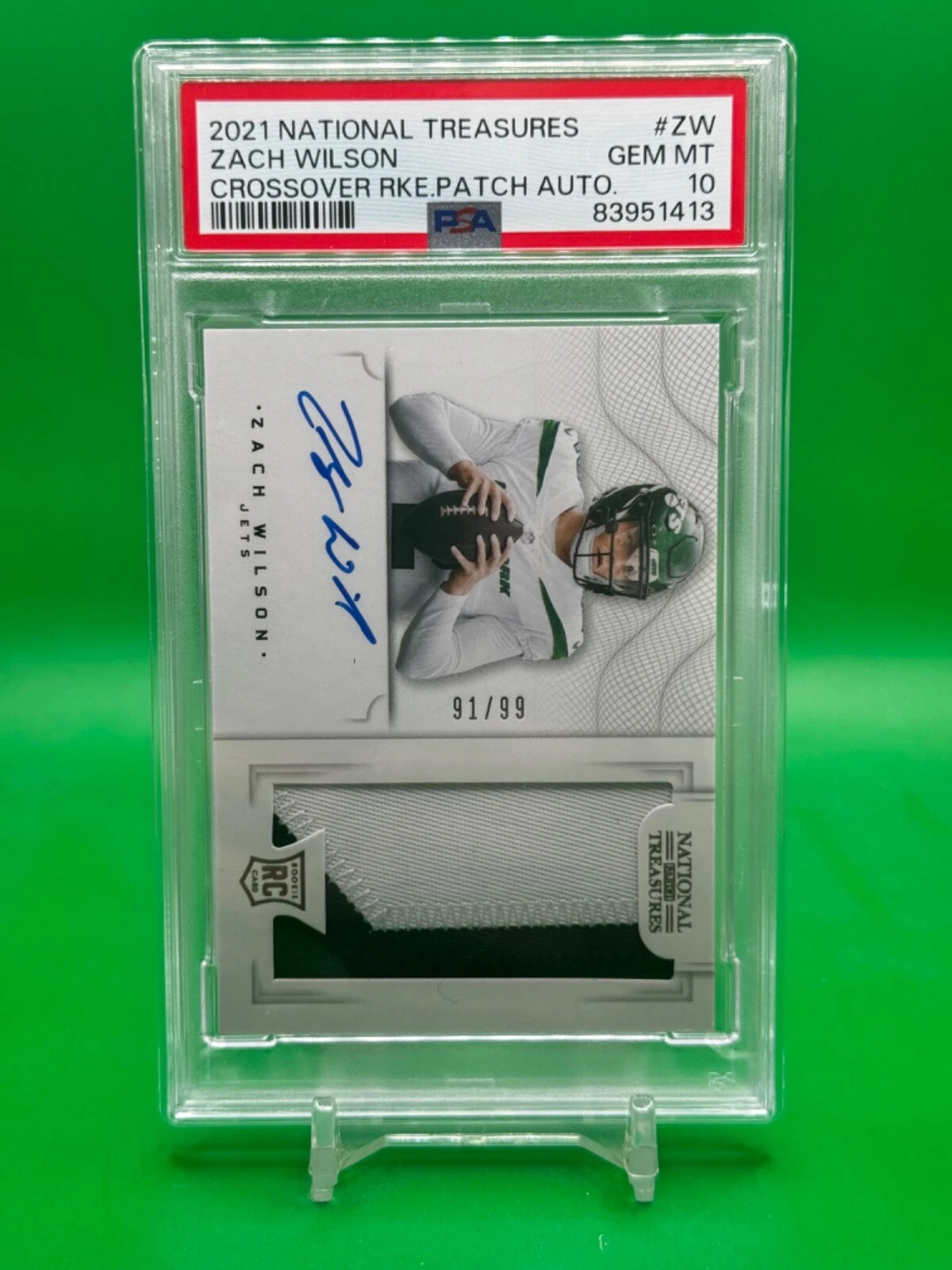 Zach Wilson Panini National Treasures Crossover Rookie Patch Autographs #ZW Base