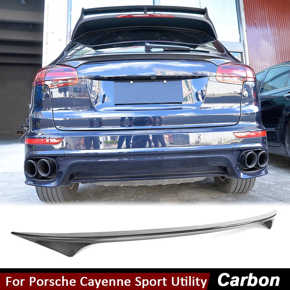 For Porsche Cayenne Sport Utility 15+ Real Carbon Rear Trunk Spoiler Middle Wing