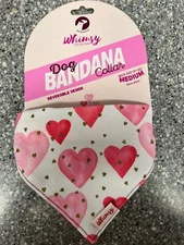 WOW! Whimsy HEARTS Dog Bandana Collar Reversible - Size MEDIUM & FAST FREE SHIP