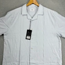 7 Diamonds Jacquard Caspian Camp Shirt Mens 2XL Light Blue Button Up Stretch NEW