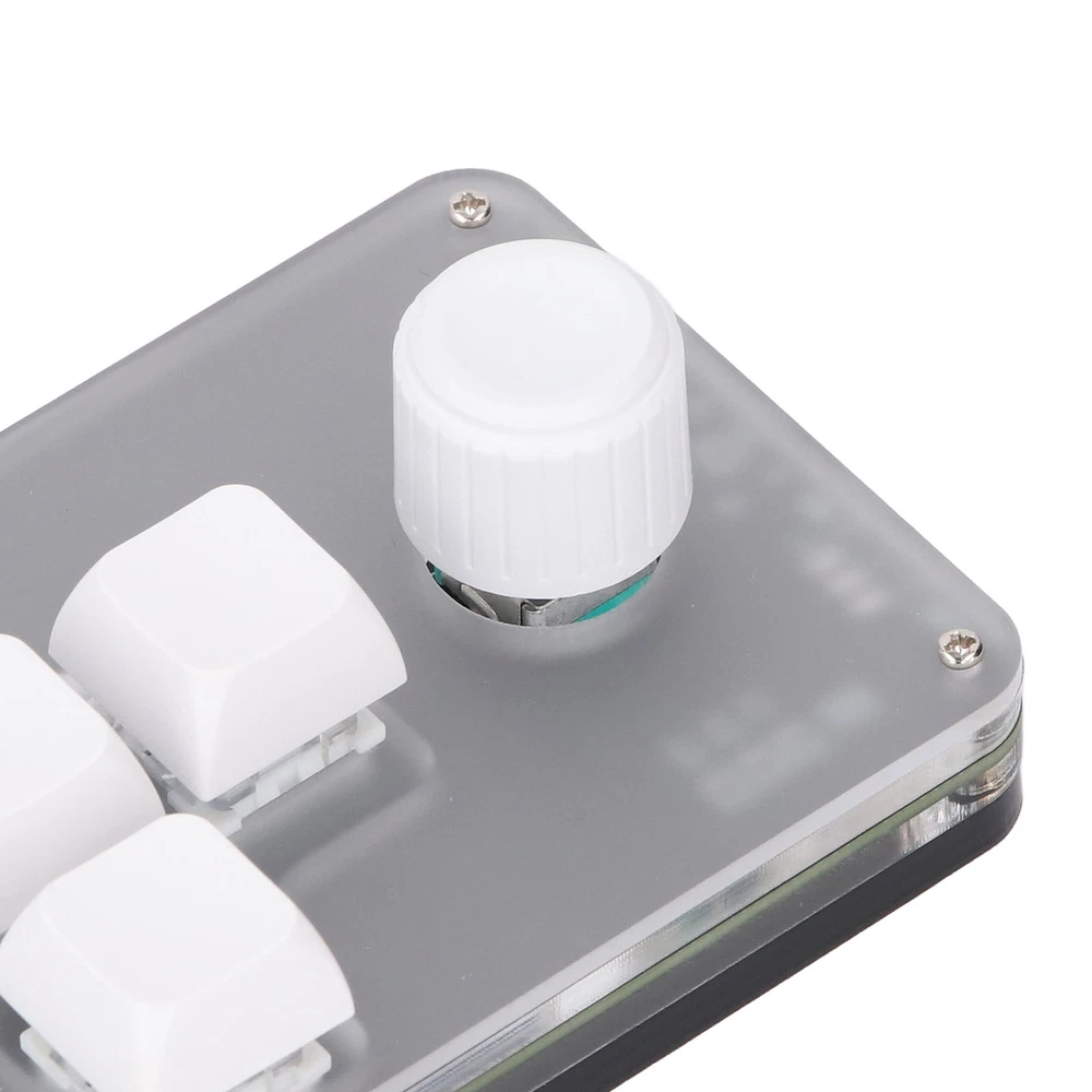 4-Key Programmable Mechanical Keypad with RGB Light and Knob in White